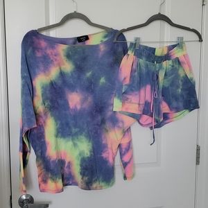 Tie Dye Short and Long Sleeve Top Set